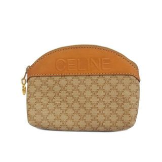 celine - ★SALE 【4hc3562】セリーヌ ポーチ/マカダム/PVC/レザー/ブラウン/ベージュ/ゴールド金具 【中古】 レディース