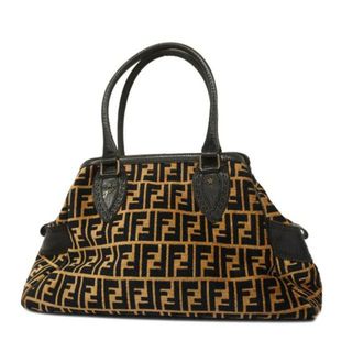 フェンディ(FENDI)の【4hc3602】フェンディ トートバッグ/ズッカ/レザー/パイル/ブラウン/ブラック 【中古】 レディース(トートバッグ)