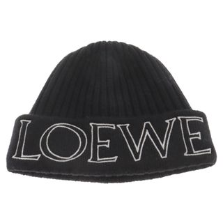 LOEWE - LOEWE ロエベ WOOL LOGO BEANIE 28003861 ウールロゴ ブラック ビーニー ニット帽 ニットキャップ