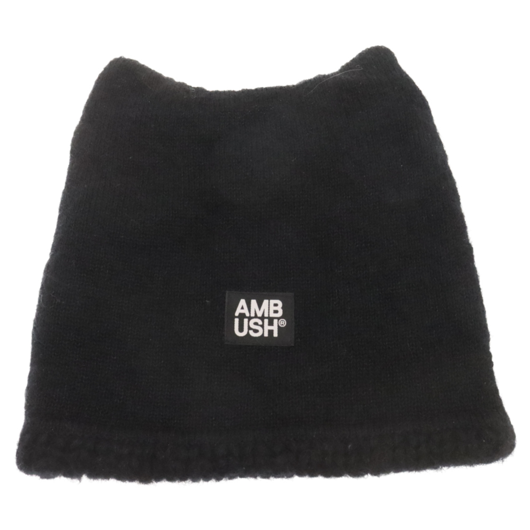 AMBUSH(アンブッシュ)のAMBUSH アンブッシュ RAVE BEANIE 12115095 ウール ロゴ 猫耳ニット帽 ブラック ビーニー ニットキャップ メンズの帽子(ニット帽/ビーニー)の商品写真