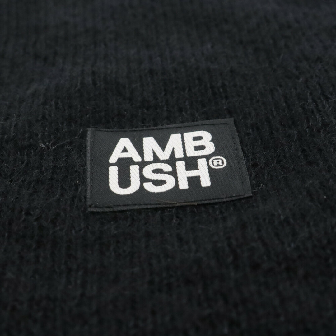 AMBUSH(アンブッシュ)のAMBUSH アンブッシュ RAVE BEANIE 12115095 ウール ロゴ 猫耳ニット帽 ブラック ビーニー ニットキャップ メンズの帽子(ニット帽/ビーニー)の商品写真