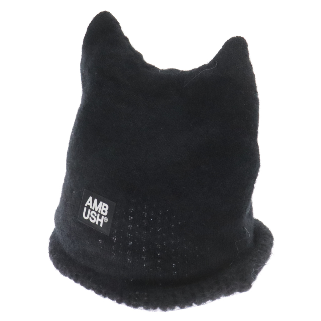 AMBUSH(アンブッシュ)のAMBUSH アンブッシュ RAVE BEANIE 12115095 ウール ロゴ 猫耳ニット帽 ブラック ビーニー ニットキャップ メンズの帽子(ニット帽/ビーニー)の商品写真