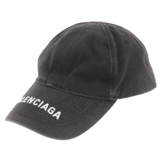 BALENCIAGA バレンシアガ 19AW HAT LOGO VISOR フロントロゴ刺繍 キャップ ブラック