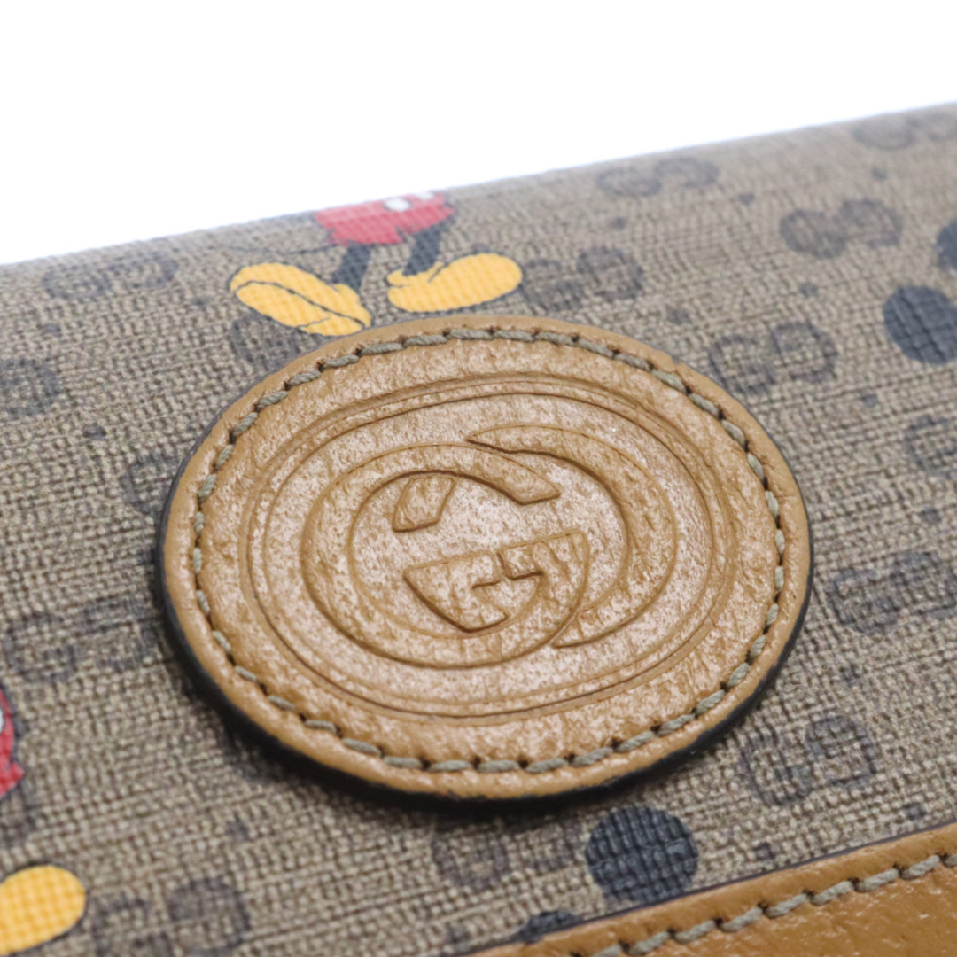 Gucci(グッチ)のGUCCI グッチ ディズニー コラボ ミッキーマウス 二つ折り長財布 ミニGGスプリーム レザー PVCコーティング ブラウン 602530 メンズのファッション小物(長財布)の商品写真