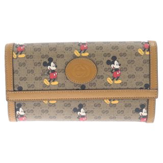 グッチ(Gucci)のGUCCI グッチ ディズニー コラボ ミッキーマウス 二つ折り長財布 ミニGGスプリーム レザー PVCコーティング ブラウン 602530(長財布)