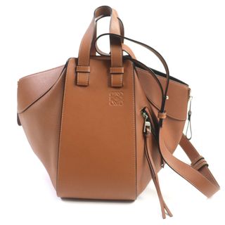 ロエベ(LOEWE)の極美品▼LOEWE ロエベ ハンモック スモール レザー TAN タン アナグラム刻印 2WAY ハンドバッグ ショルダーバッグ ブラウン 保存袋付き スペイン製 レディース(ショルダーバッグ)