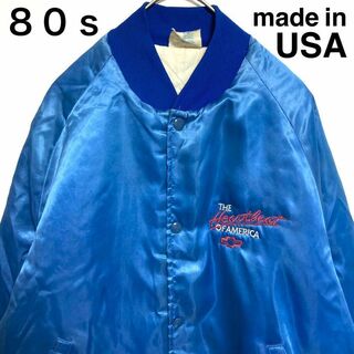 ヴィンテージ(VINTAGE)の希少◎80s◎USA製◎企業物◎ブルゾン◎くすみブルー◎CHEVROLET◎刺繍(ナイロンジャケット)