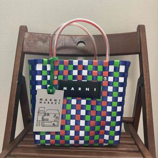 マルニ(Marni)のMARNI MARKETカゴバッグストローバッグマルニブルー系(トートバッグ)