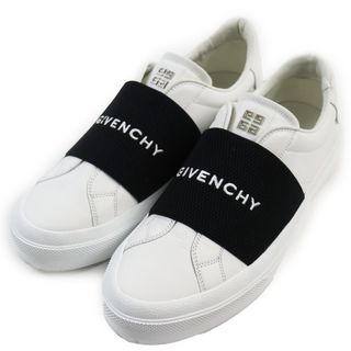 美品●GIVENCHY ジバンシィ BH005XH14X レザー エラスティックバンド ロゴ入り ローカットスニーカー ホワイト 42 箱・保存袋付き イタリア製 メンズ