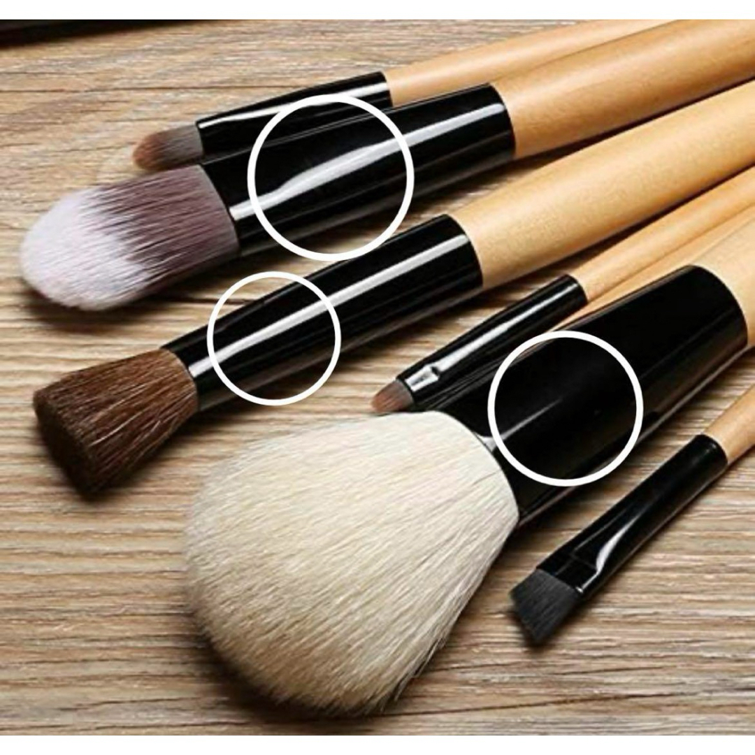 EMH メイクブラシ 化粧筆 高級天然毛 木色の木柄 3本 コスメ/美容のメイク道具/ケアグッズ(チーク/フェイスブラシ)の商品写真