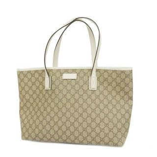 グッチ(Gucci)の【4hc3813】グッチ トートバッグ/GGスプリーム/211137/PVC/レザー/ベージュ/ホワイト/シルバー金具 【中古】 レディース(トートバッグ)