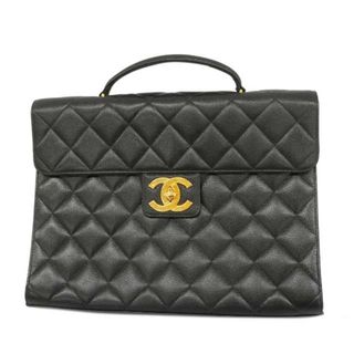 シャネル(CHANEL)の★SALE 【4hc3830】シャネル ブリーフケース/マトラッセ/キャビアスキン/ブラック/ゴールド金具 【中古】 レディース(トートバッグ)