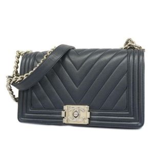 シャネル(CHANEL)の★SALE 【4hc3833】シャネル ショルダーバッグ/ボーイシャネル/Vステッチ/チェーンショルダー/ラムスキン/ネイビー/シルバー金具 【中古】 レディース(ショルダーバッグ)