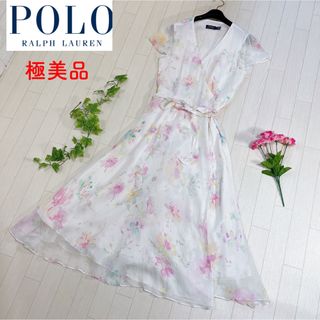 ポロラルフローレン(POLO RALPH LAUREN)の極美品  POLO ラルフローレン ラップワンピース ロング マキシ丈 花柄(ロングワンピース/マキシワンピース)