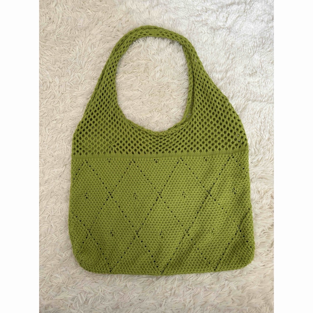 SHEIN(シーイン)のSHEIN シーイン 黄緑 夏 針編みニット ハンドバッグ ショルダーバッグ レディースのバッグ(ハンドバッグ)の商品写真