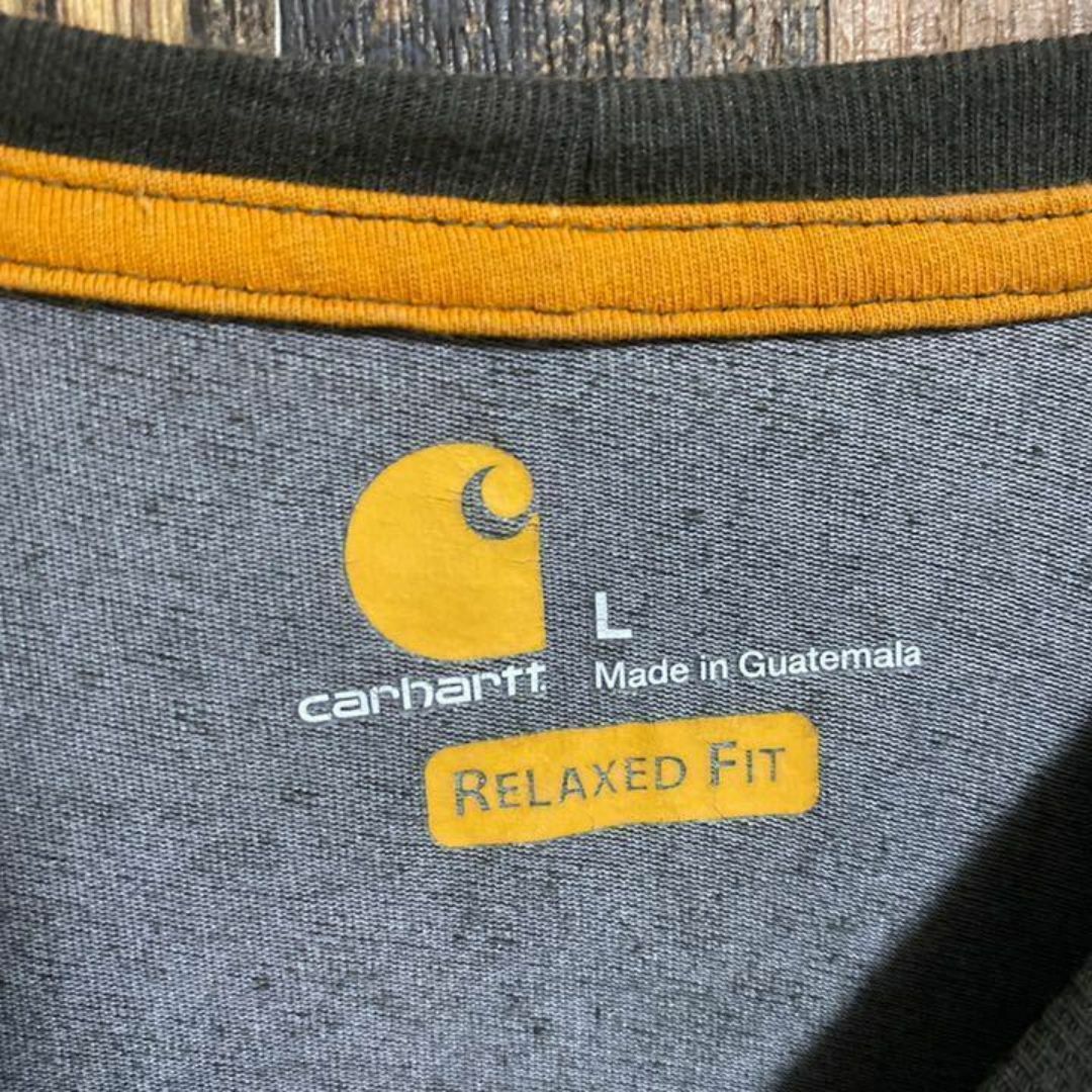 carhartt(カーハート)のカーハート ポケTシャツ グレー ロゴ L Tシャツ USA古着 半袖 灰色 メンズのトップス(Tシャツ/カットソー(半袖/袖なし))の商品写真