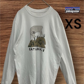 パタゴニア(patagonia)のジャンク！patagonia/パタゴニア　ロゴロンＴ　XS 白(Tシャツ/カットソー(七分/長袖))