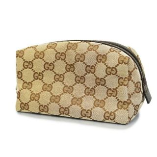 グッチ(Gucci)の【4hc3525】グッチ ポーチ/GGキャンバス/29595/キャンバス/ブラウン 【中古】 レディース(ポーチ)