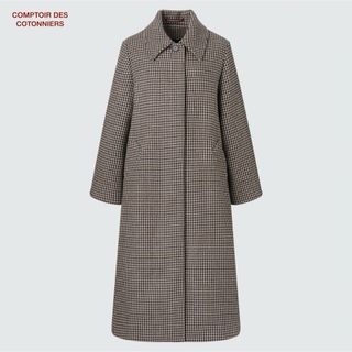 コントワーデコトニエ(Comptoir des cotonniers)のUNIQLO×コントワーデコトニエ 23AW ウールチェックステンカラーコート(ロングコート)