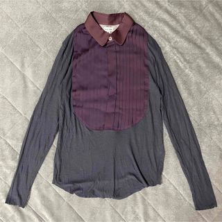 ポールスミス(Paul Smith)の美品　ポールスミス　長袖シャツ　ブラウス　異素材mix S(シャツ/ブラウス(長袖/七分))