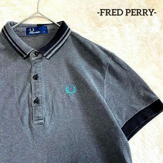 フレッドペリー(FRED PERRY)の【フレッドペリー/希少】半袖ポロシャツ【ロゴ刺繍/グレー/鹿の子/春夏/Sサイズ(ポロシャツ)