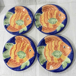 CERAMICA セラミカ 平皿 皿 魚柄 カラフル 4枚セット(食器)