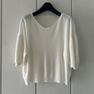 NATURAL BEAUTY BASIC - ナチュラルビューティーベーシック ゆったりサマーニット オフホワイト M 美品