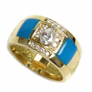 池田啓子 K18YG イエローゴールド Pt900プラチナ リング・指輪 ダイヤモンド0.21ct/0.14ct ターコイズ 14号 9.3g レディース【中古】【美品】(リング(指輪))