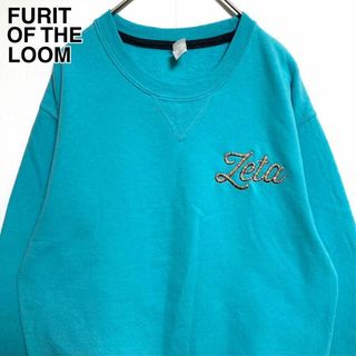 フルーツオブザルーム(FRUIT OF THE LOOM)のFURIT OF THE LOOM◎スウェット◎プルオーバー◎水色◎虹色◎刺繍(スウェット)