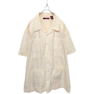ヴィンテージ(VINTAGE)の【SOBRINO】開襟 オープンカラー 刺繍入りキューバシャツ S-472(シャツ)