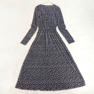 ザラ(ZARA)の【美品】ZARA 花柄 ロングワンピース マキシ丈 プリーツ ギャザー 裏地なし(ロングワンピース/マキシワンピース)