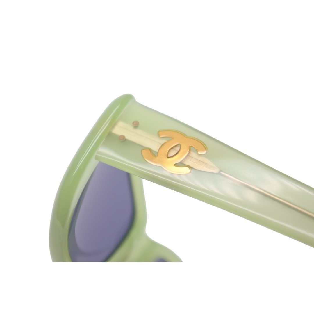 CHANEL(シャネル)のCHANEL シャネル サングラス ココマーク ウェリントン 05975 40114 プラスチック グリーン スモーク ゴールド金具 美品 中古 62523 メンズのファッション小物(サングラス/メガネ)の商品写真