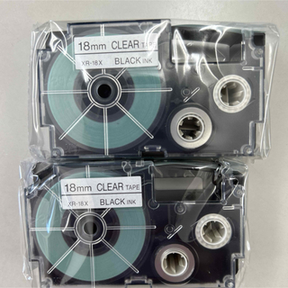 CASIO ネームランドテープ 18mm透明黒文字2個セット
