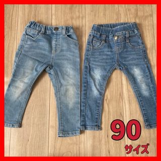 【中古】子ども　キッズ　ズボン　パンツ　デニム　ジーンズ　ジーパン　90 セット(パンツ/スパッツ)