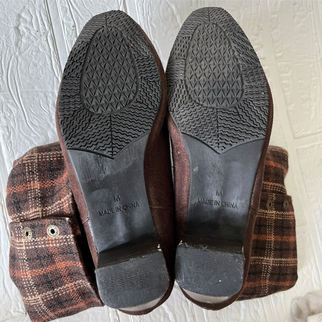 ZIPPER スウェードブーツ　スエード　ブーツ　茶色　M レディースの靴/シューズ(ブーツ)の商品写真