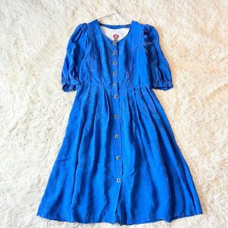 ヴィンテージ(VINTAGE)のSALZBURGER DIRNDL 刺繍ワンピース 大きいサイズ ブルー(ロングワンピース/マキシワンピース)