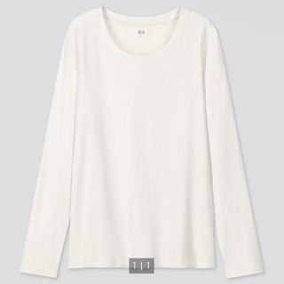 ユニクロ(UNIQLO)のコットンフライスクルーネックt（長袖）(Tシャツ(長袖/七分))