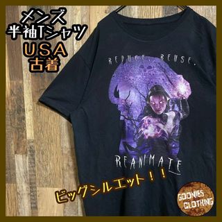 Tシャツ 半袖 プリント リデュース リユース USA古着 XL ブラック 黒(Tシャツ/カットソー(半袖/袖なし))