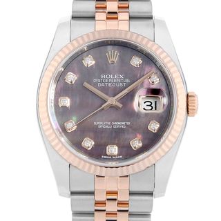 ロレックス(ROLEX)のロレックス デイトジャスト 10Pダイヤ 116231NG ブラックシェル ランダム番 メンズ 中古 腕時計(腕時計(アナログ))