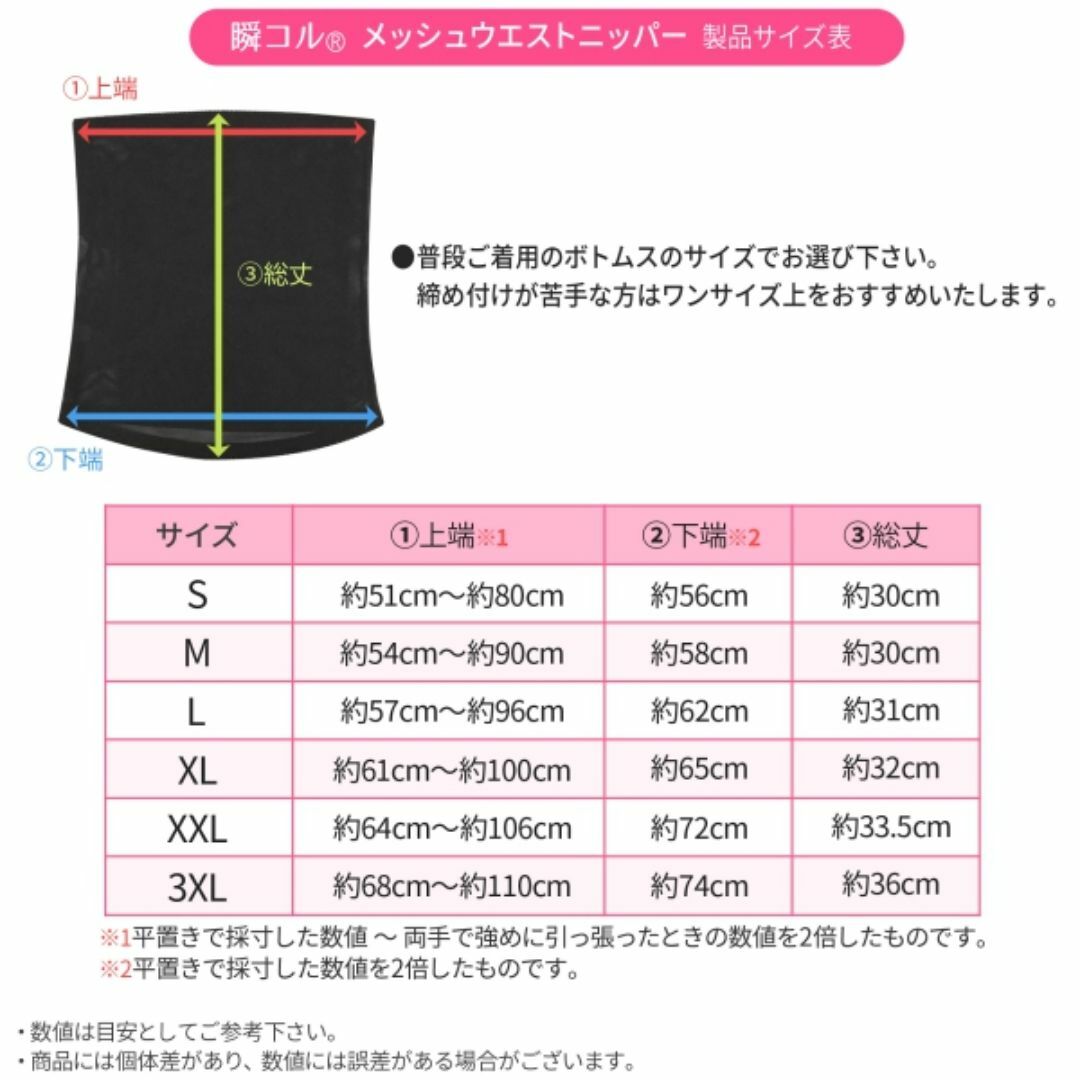 新品☆送料無料！瞬コル　メッシュウエストニッパー【3XL】 レディースの下着/アンダーウェア(アンダーシャツ/防寒インナー)の商品写真