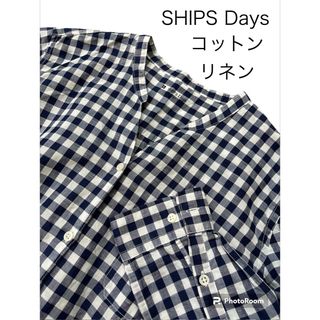 シップス(SHIPS)のシップスデイズ　スタンダード　コットンリネンスキッパーシャツ　ネイビー(シャツ/ブラウス(長袖/七分))