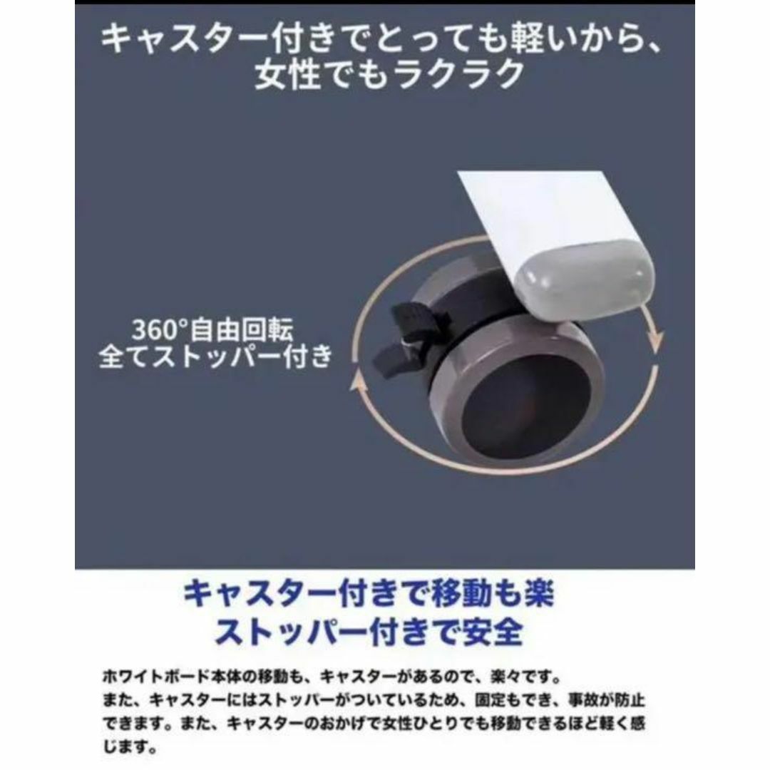 ホワイトボード移動式 キャスター付き おしゃれ 両面120cm*90cm インテリア/住まい/日用品のオフィス用品(オフィス用品一般)の商品写真