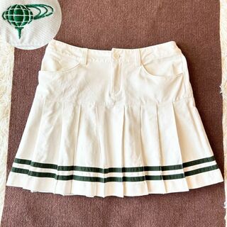 ビームスゴルフ(BEAMSGOLF)のビームスゴルフ ラインプリーツスカート 刺繍 ホワイト M〜L相当(ウエア)