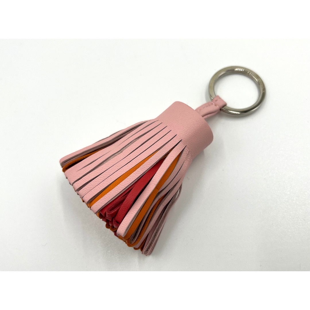 HERMES エルメス カルメン キーホルダー バッグチャーム ラムスキン トリコロール ROSE SAKURA ORANGE　 069731CKAC 超美品