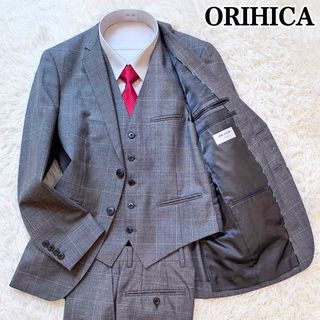 ORIHICA - オリヒカ スリーピーススーツ セットアップ  グレー ウインドウペン 90Y4