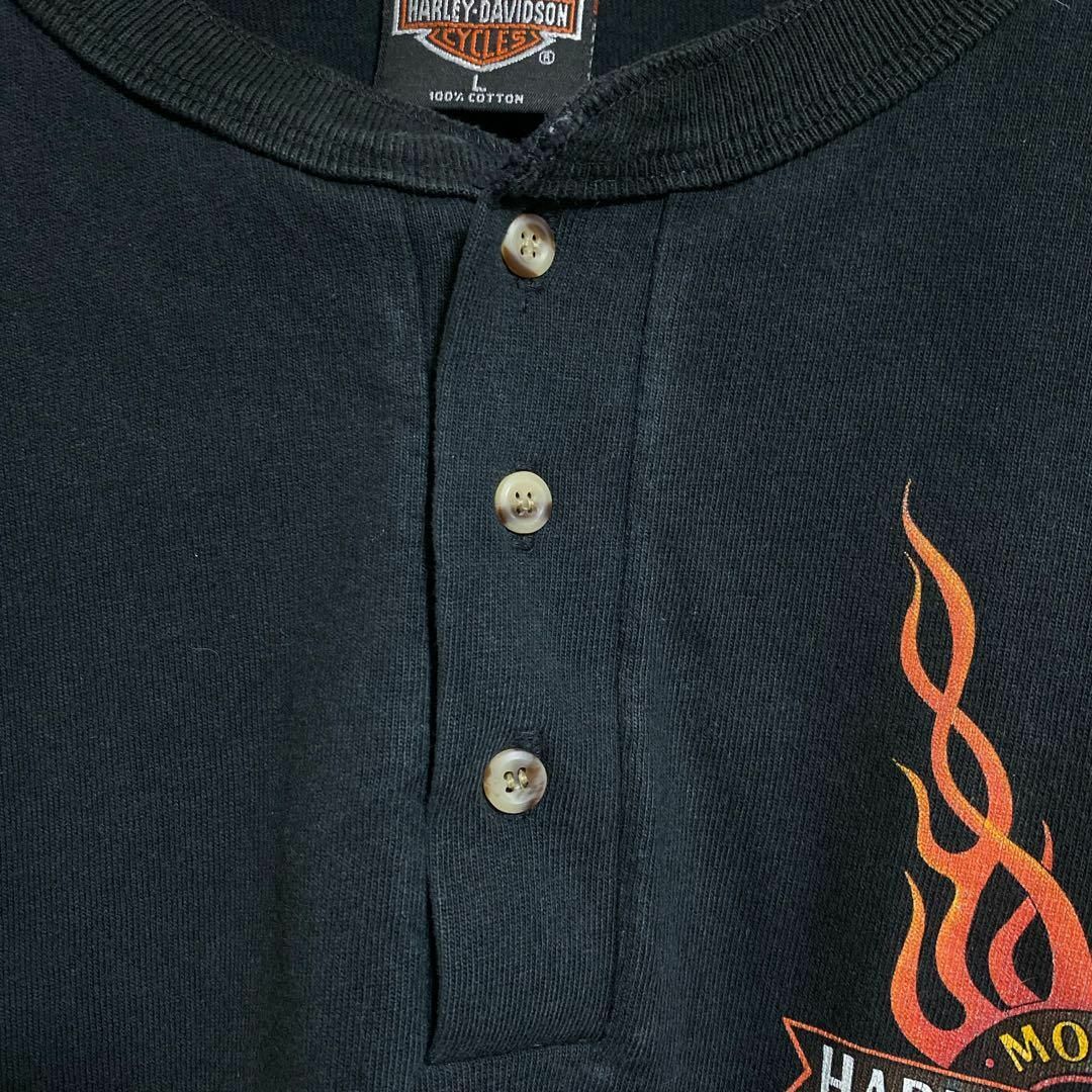 Harley Davidson(ハーレーダビッドソン)のUSA製ヴィンテージ ハーレーダビッドソン ヘンリーネック 90s半袖 Tシャツ メンズのトップス(Tシャツ/カットソー(半袖/袖なし))の商品写真