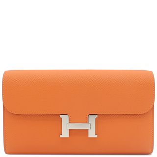 エルメス(Hermes)のエルメス HERMES 長財布 コンスタンス ロング トゥ ゴー ヴォーエプソン オレンジ シルバー金具 二つ折り財布  B刻印(2023年製) 【箱】【中古】(財布)