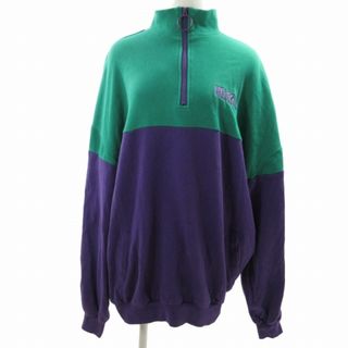 プニュズ 22AW 美品 ワンポイントハーフZIPプルオーバー 紫 緑 4