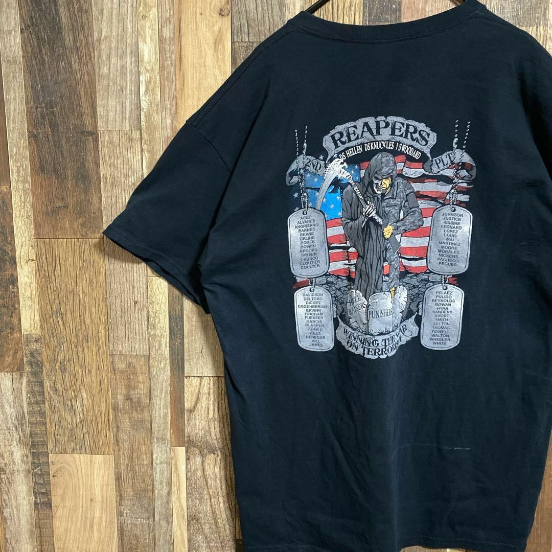 ギルダン リーパー 戦争 テロ ブラック XL USA古着 90s 半袖Tシャツ メンズのトップス(Tシャツ/カットソー(半袖/袖なし))の商品写真