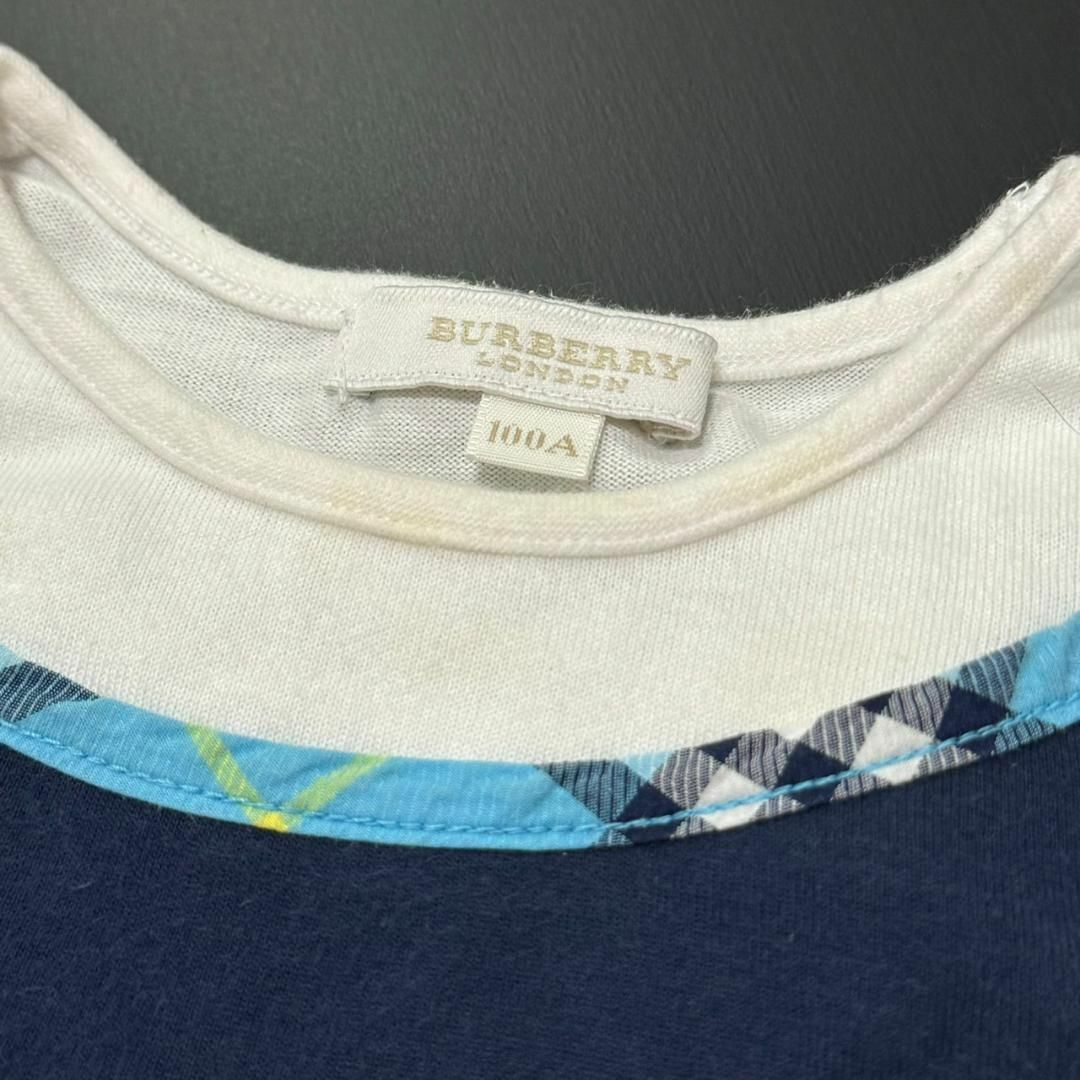 BURBERRY(バーバリー)のBURBERRY パフスリーブ ドッキング Tシャツ 重ね着風 子供服 100A キッズ/ベビー/マタニティのキッズ服女の子用(90cm~)(Tシャツ/カットソー)の商品写真